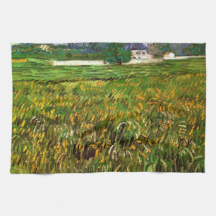Wheat Field at Auvers by Vincent van Gogh Kitchen Towel
