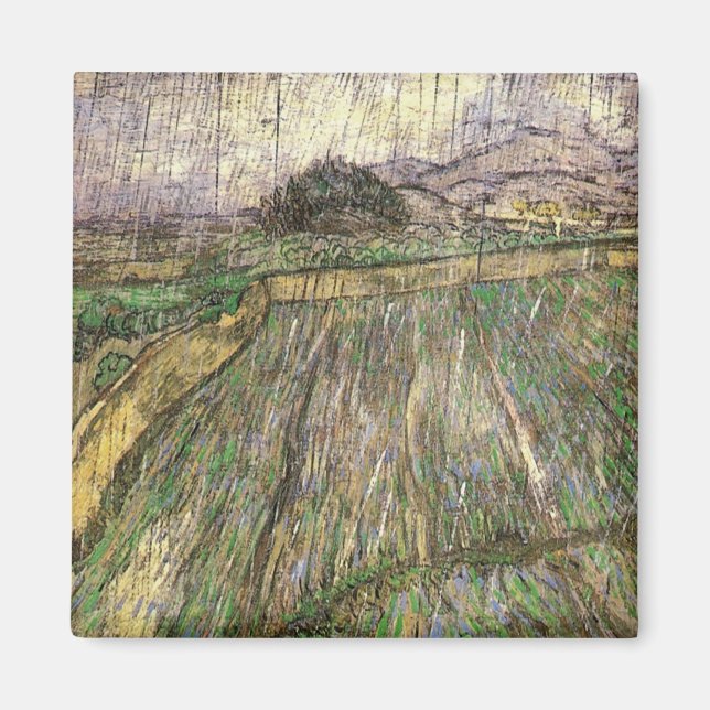 Wheat Field in Rain (F650) Van Gogh Fine Art Magnet (Front)