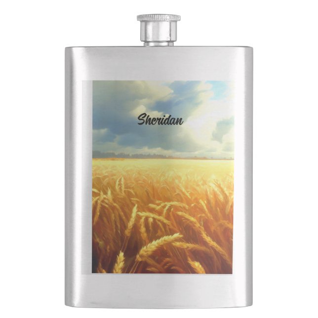 Wheat Field in Summer Hip Flask (Front)