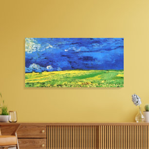 Wheat Field Under Clouded Sky by Vincent van Gogh Canvas Print