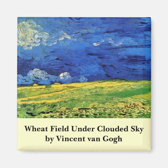 Wheat Field Under Clouded Sky by Vincent van Gogh Magnet (Front)