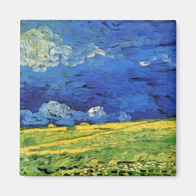 Wheat Field Under Clouded Sky by Vincent van Gogh Magnet (Front)