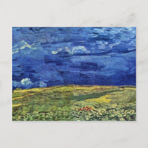 Wheat Field Under Clouded Sky By Vincent Van Gogh Postcard