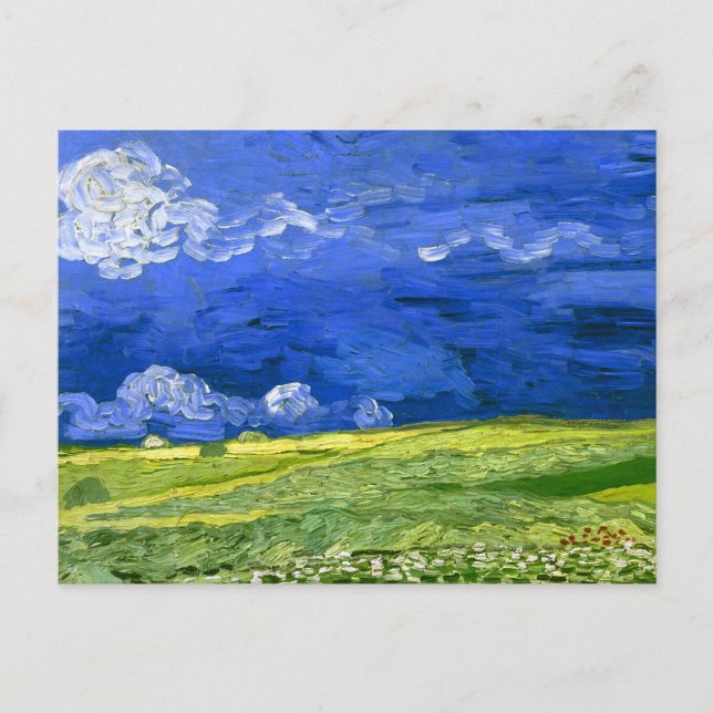 Wheat Field Under Clouded Sky Van Gogh Fine Art Postcard (Front)
