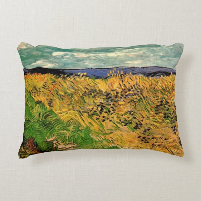 Wheat Field with Cornflowers by Vincent van Gogh Accent Pillow (Front)