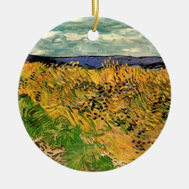Wheat Field with Cornflowers by Vincent van Gogh Ceramic Ornament (Front)