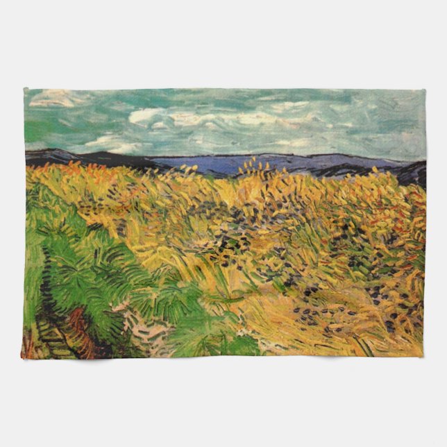 Wheat Field with Cornflowers by Vincent van Gogh Kitchen Towel (Horizontal)