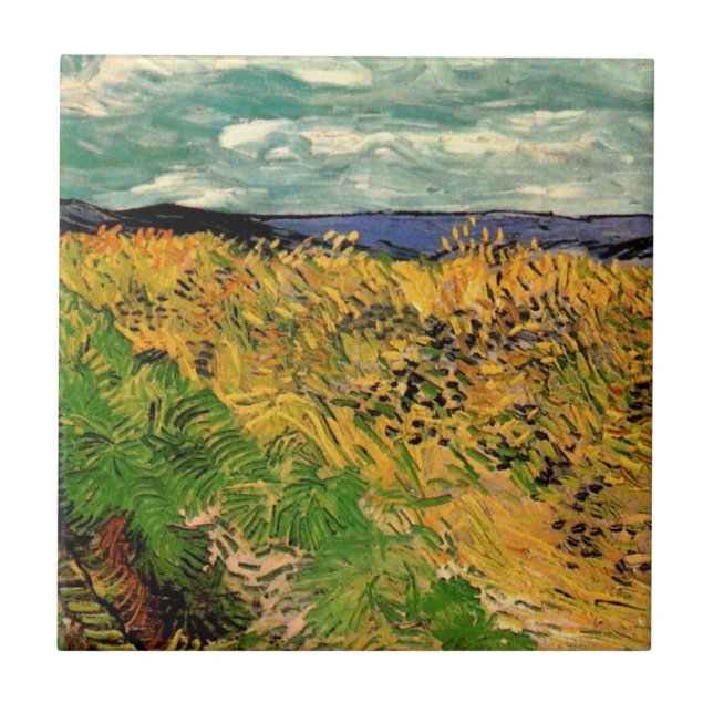 Wheat Field with Cornflowers by Vincent van Gogh Tile (Front)