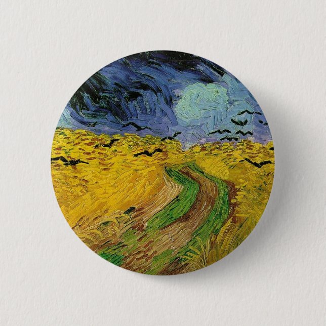 Wheat Field with Crows 2 Inch Round Button (Front)