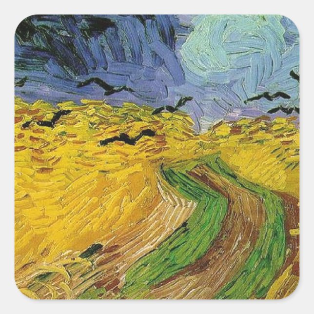 Wheat Field with Crows Square Sticker (Front)