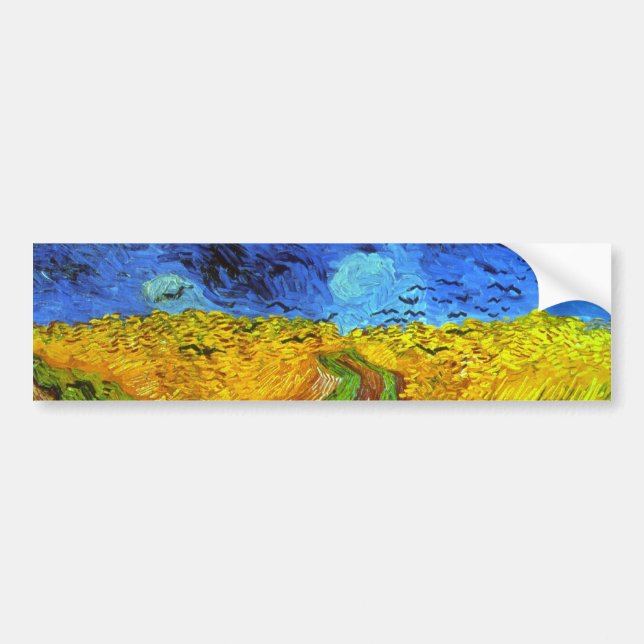 Wheat Field with Crows Van Gogh Fine Art Bumper Sticker (Front)