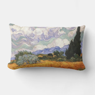Wheat Field with Cypress by Van Gogh. Lumbar Pillow