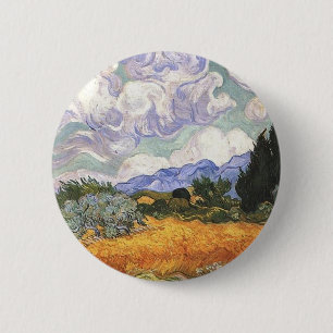 Wheat Field with Cypresses 2 Inch Round Button