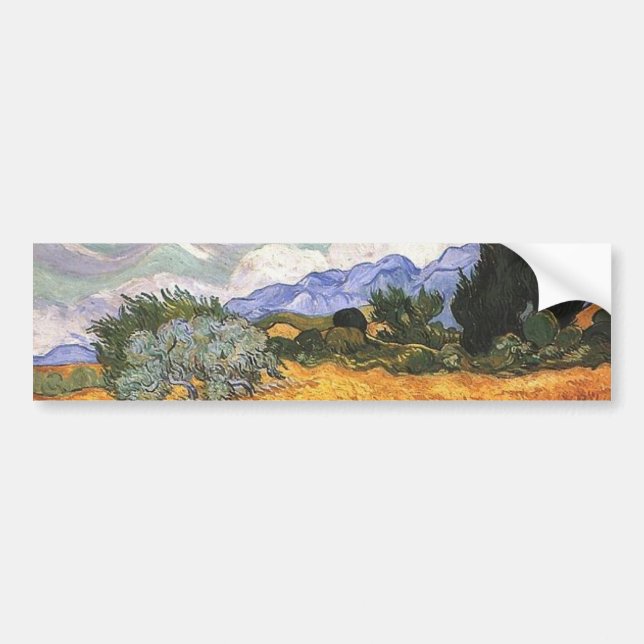 Wheat Field with Cypresses Bumper Sticker (Front)