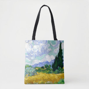 Wheat Field with Cypresses by Van Gogh Fine Art Tote Bag