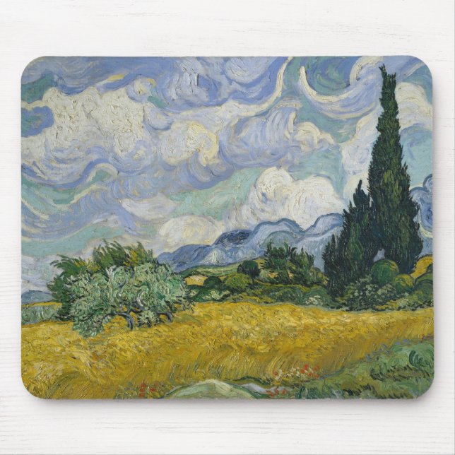 Wheat Field with Cypresses by Vincent van Gogh Mouse Pad (Front)