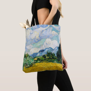 Wheat Field with Cypresses by Vincent Van Gogh Tote Bag