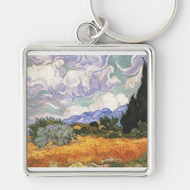 Wheat Field with Cypresses Keychain (Front)