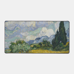 Wheat Field with Cypresses, Oil Painting, Van Gogh Desk Mat