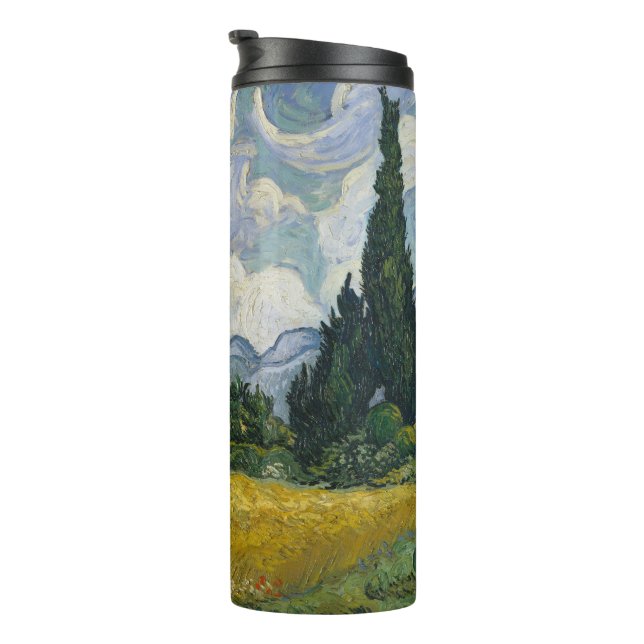 Wheat Field with Cypresses, Oil Painting, Van Gogh Thermal Tumbler (Rotated Right)
