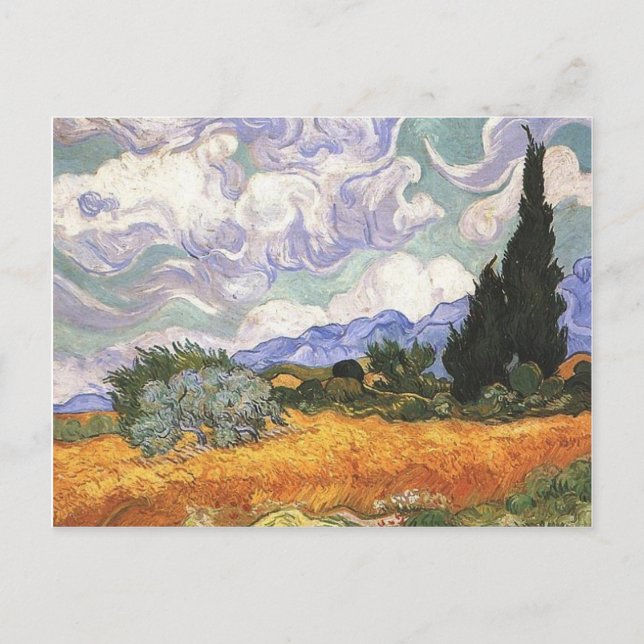 Wheat Field with Cypresses Postcard (Front)