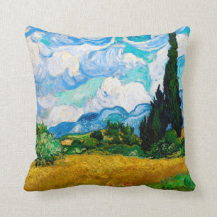 Wheat Field with Cypresses, Van Gogh Throw Pillow