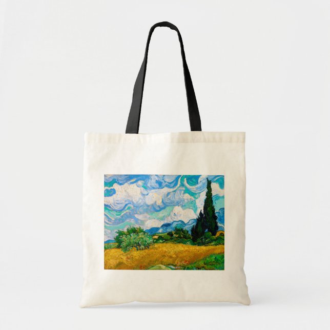 Wheat Field with Cypresses, Van Gogh Tote Bag (Front)