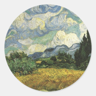 Wheat Field with Cypresses,Vincent Van Gogh Classic Round Sticker
