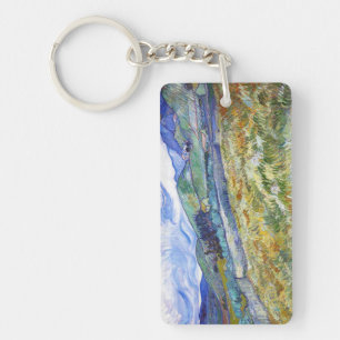 Wheat Field with Mountains in the Background Keychain