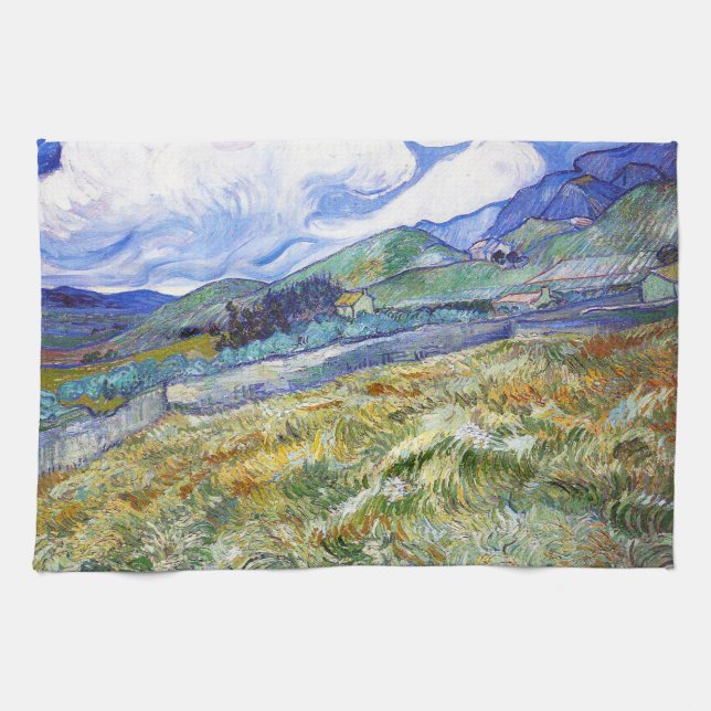 Wheat Field with Mountains in the Background Kitchen Towel (Horizontal)