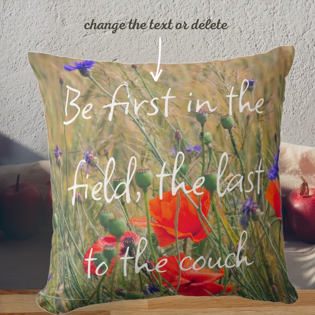 Wheat field with poppies and cornflowers throw pillow (Creator Uploaded)