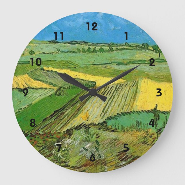 Wheat Fields at Auvers Under Clouded Sky Large Clock (Front)
