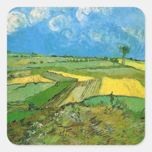 Wheat Fields at Auvers Under Clouded Sky, Vincent Square Sticker