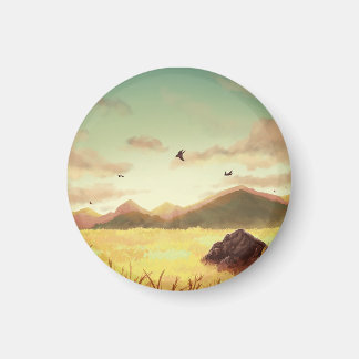 Wheat fields at sunrise magnet