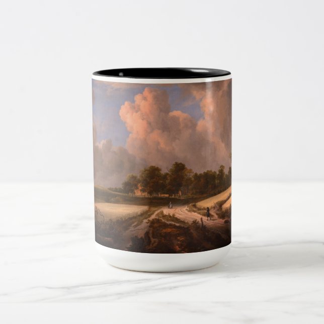 Wheat Fields by van Ruisdael:  Two-Tone Coffee Mug (Center)