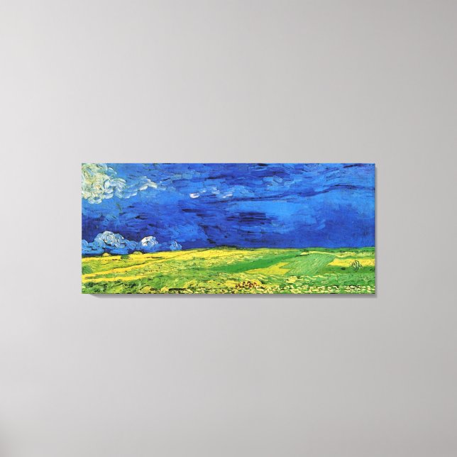 Wheat Fields Under Clouded Sky Van Gogh Canvas Print (Front)