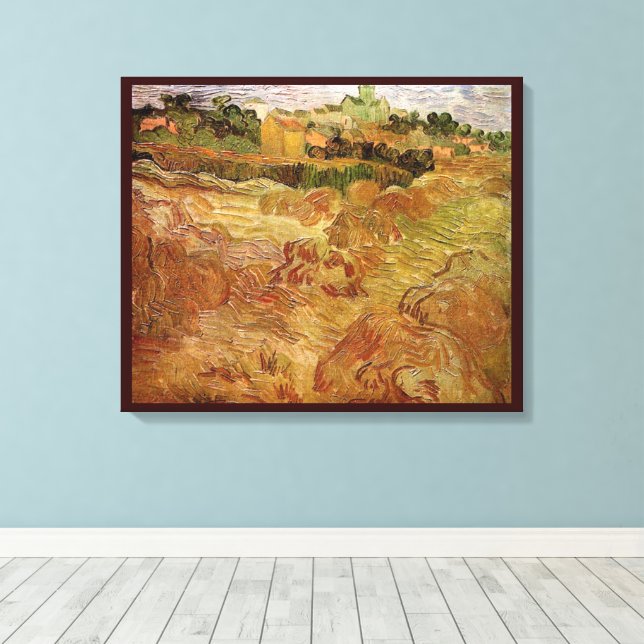 Wheat Fields with Auvers by Vincent van Gogh Canvas Print (Insitu(Wood Floor))
