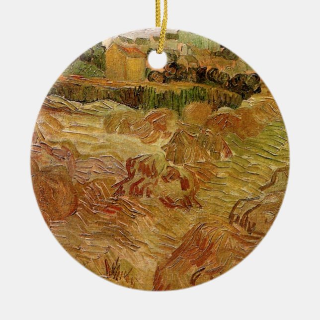 Wheat Fields with Auvers by Vincent van Gogh Ceramic Ornament (Front)