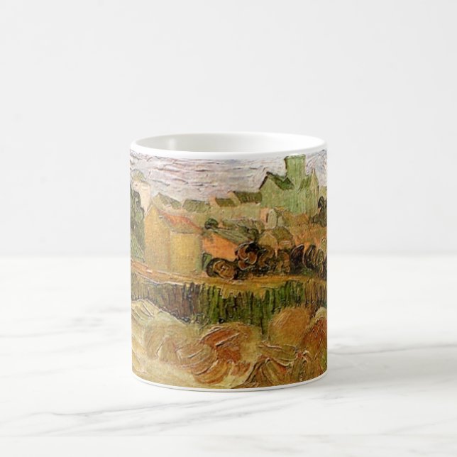 Wheat Fields with Auvers by Vincent van Gogh Coffee Mug (Center)