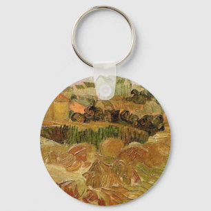 Wheat Fields with Auvers by Vincent van Gogh Keychain