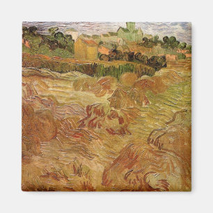 Wheat Fields with Auvers by Vincent van Gogh Magnet