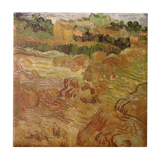 Wheat Fields with Auvers by Vincent van Gogh Tile (Front)