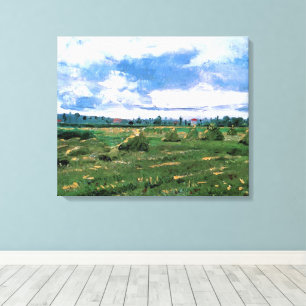 Wheat Fields with Haystacks by Vincent van Gogh Canvas Print