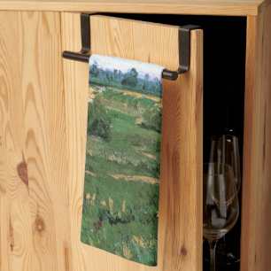 Wheat Fields with Haystacks by Vincent van Gogh Kitchen Towel