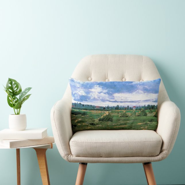 Wheat Fields with Haystacks by Vincent van Gogh Lumbar Pillow (Chair)