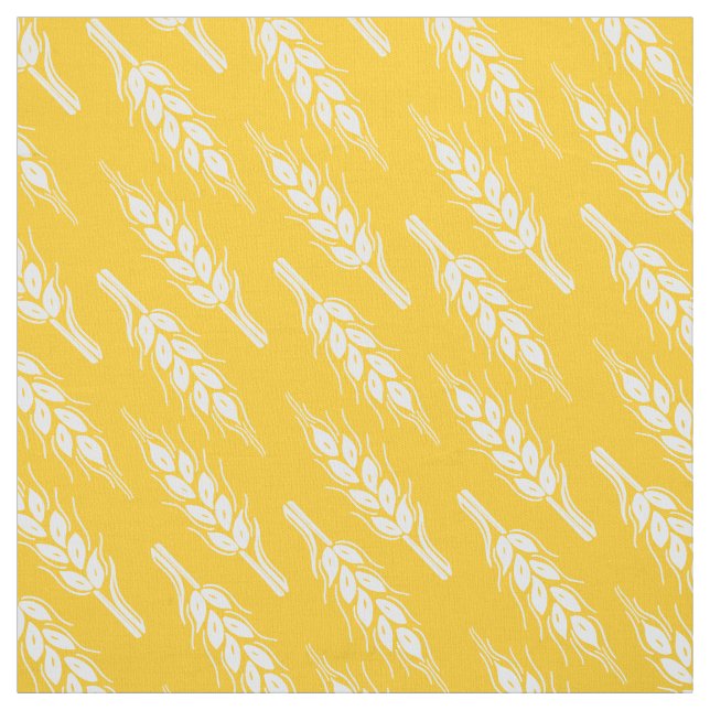 Wheat graphic yellow white patterned fabric (Swatch)