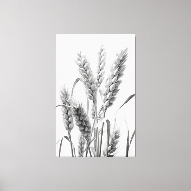 Wheat Harvest: B&W Rustic Portrait Canvas Print (Front)
