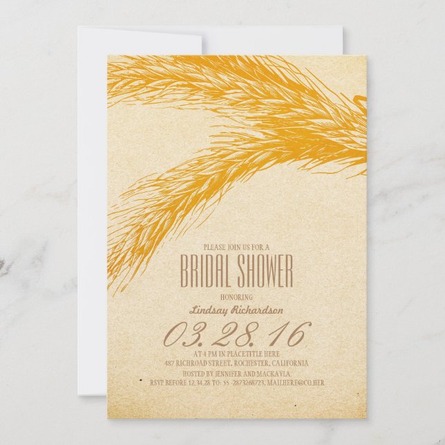 Wheat Rustic BRIDAL SHOWER Invitations (Front)