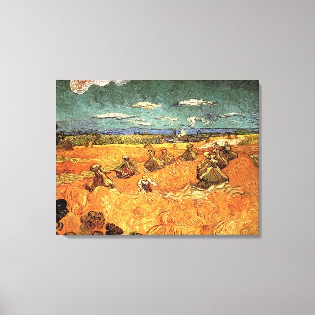 wheat Stacks with Reaper by Vincent van Gogh Canvas Print (Front)