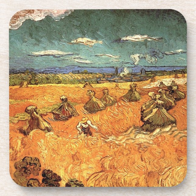 wheat Stacks with Reaper by Vincent van Gogh Coaster (Front)